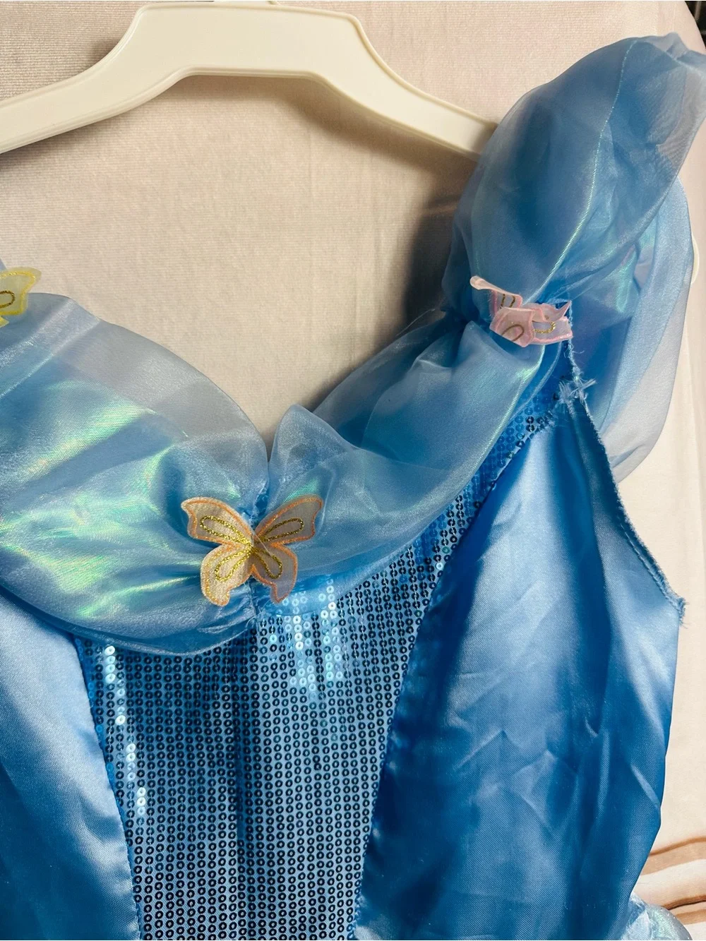 Disguise Light Blue Sparkle Princess Dress with Butterfly Accent